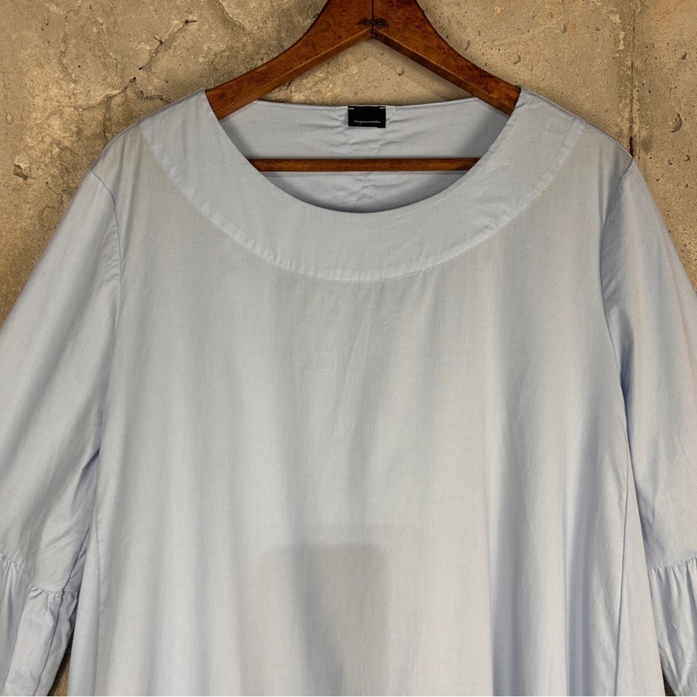 Aequamente light blue tiered long sleeve knee length babydoll dress large - Picture 3 of 8